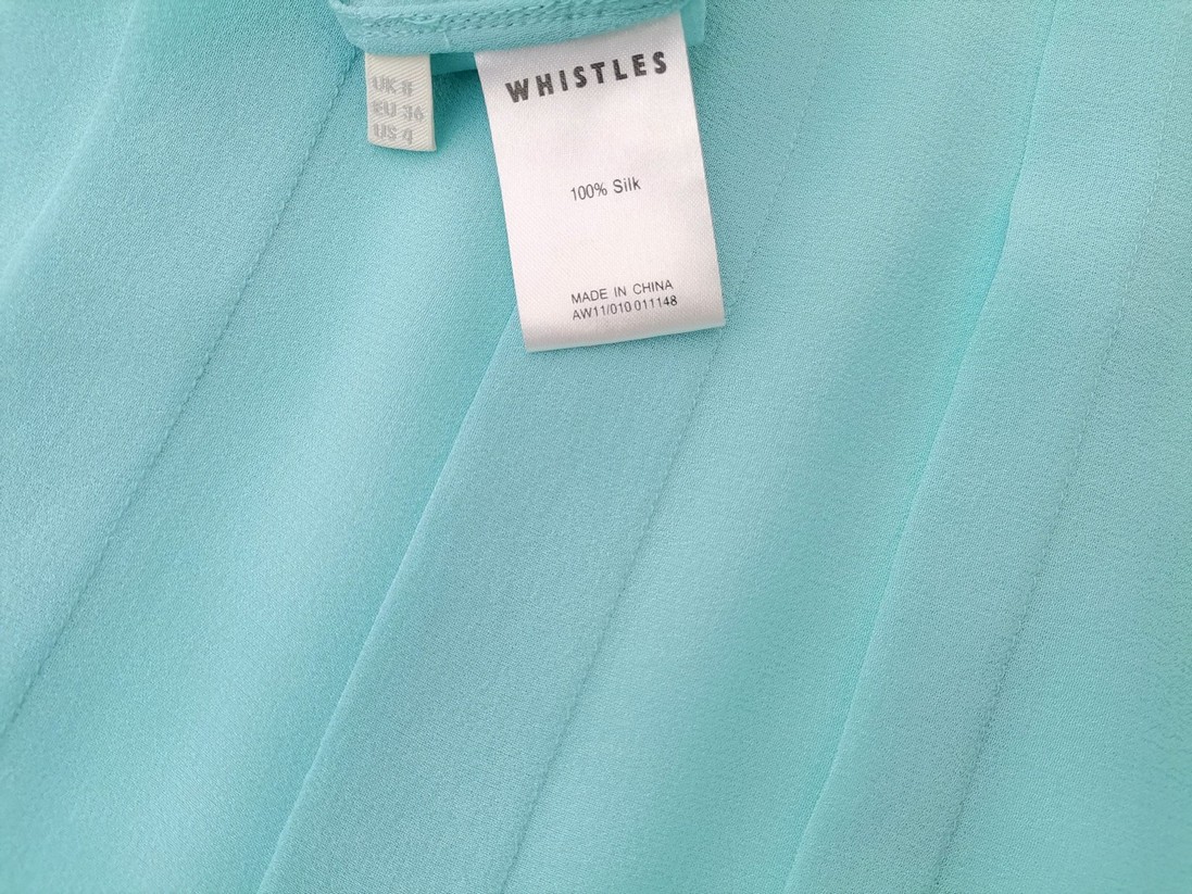 Whistles Stl 8 (36) Färg Blå Ränder Krage Blus Kortärmad Material Siden 100%