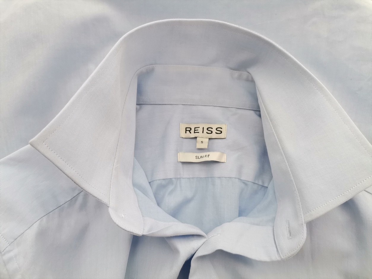 Reiss Stl S Färg Blå Krage Herr Skjorta, elegant Långärmad Material Bomull