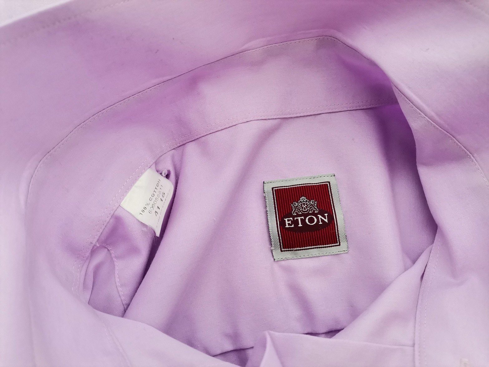 Eton Stl 16 (41) Färg Lavendel Krage Herr Skjorta, elegant Långärmad Material Bomull 100%