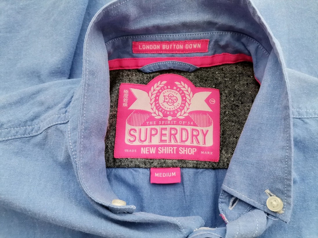 Superdry Stl M Färg Blå Krage Herr skjorta, casual Långärmad