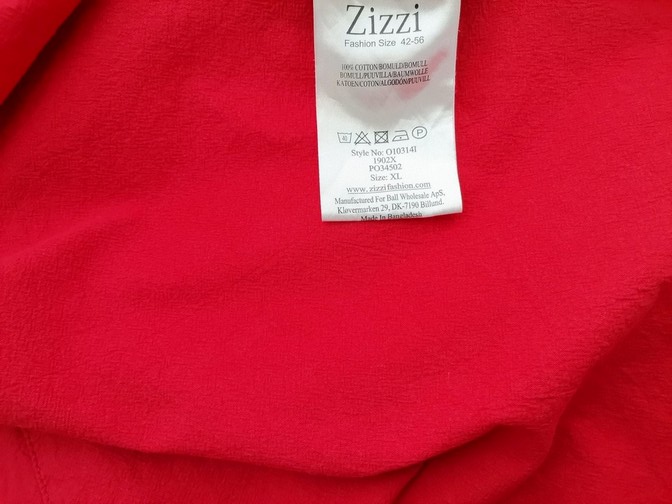 Zizzi Stl XL Färg Röd Rund urringning Raka Klänningen Kortärmad Midi Material Bomull 100%