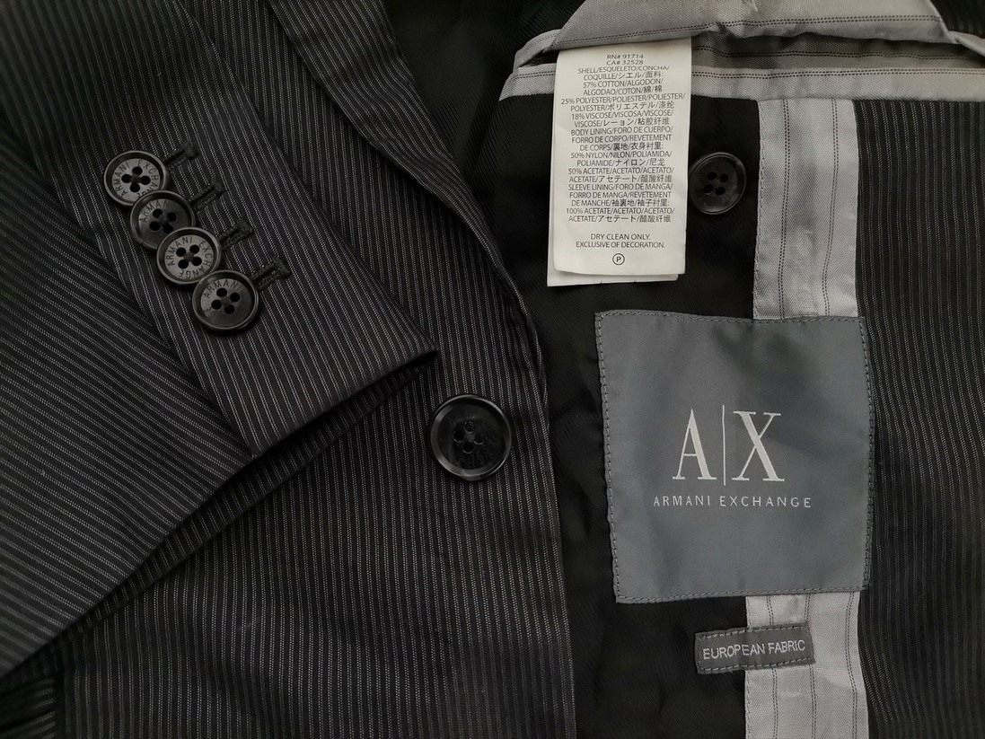 AX Armani Exchange Stl 44 (L) Färg Grå Ränder Herr Kavaj Långärmad Material Bomull