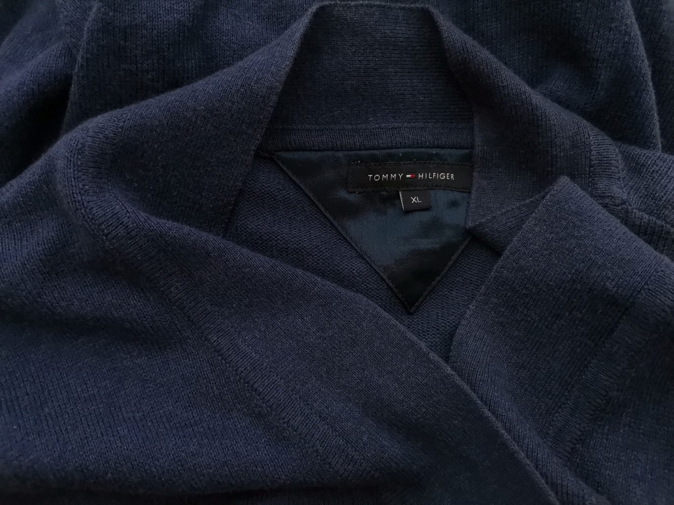 Tommy hilfiger Stl XL Färg Blå V-ringning Omlott Klänning Långärmad Midi Material Bomull