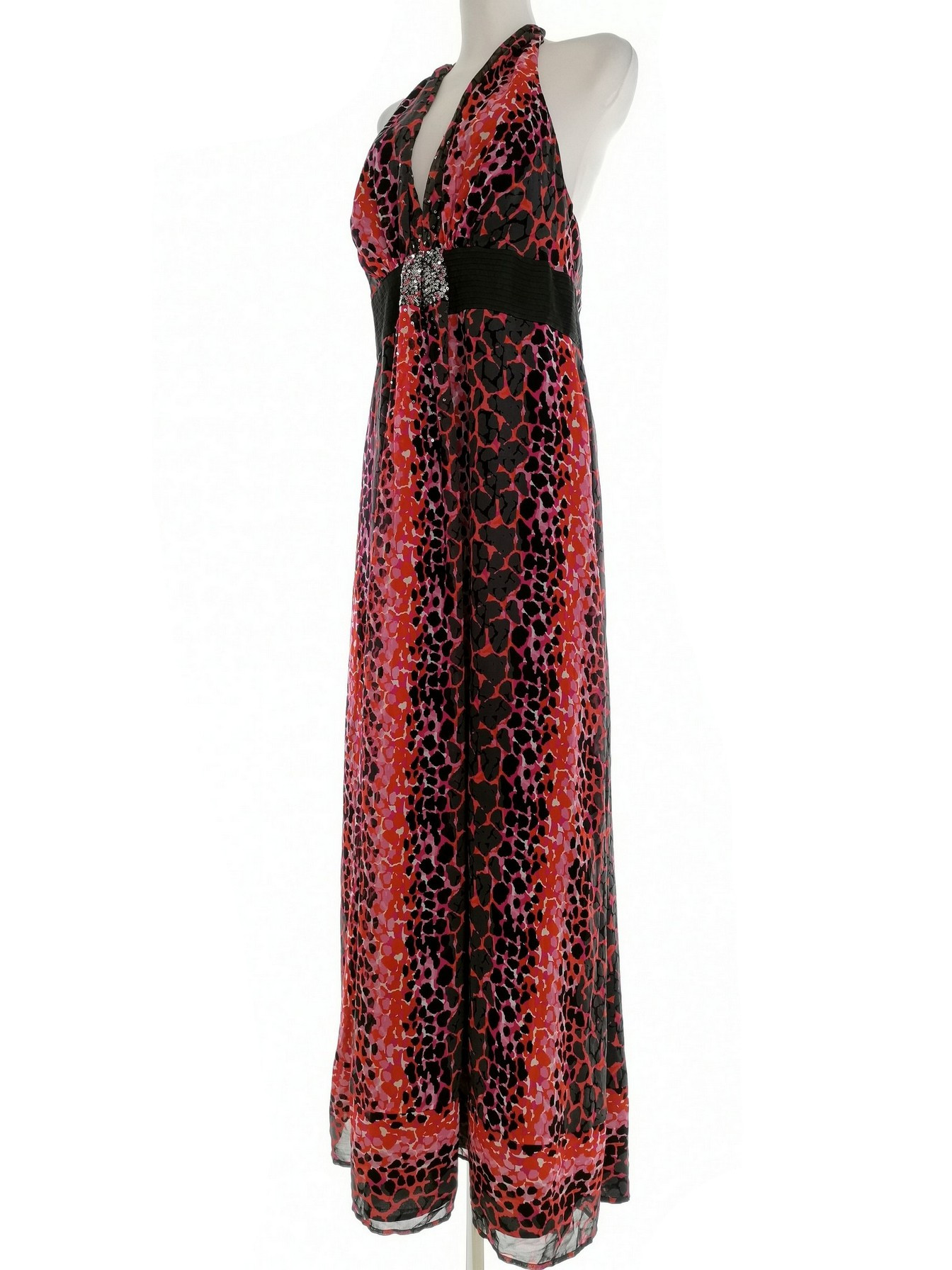 Et vous Stl 14 (42) Färg Orange Djurtryck Halter Maxi Klänning Ärmlös Lång