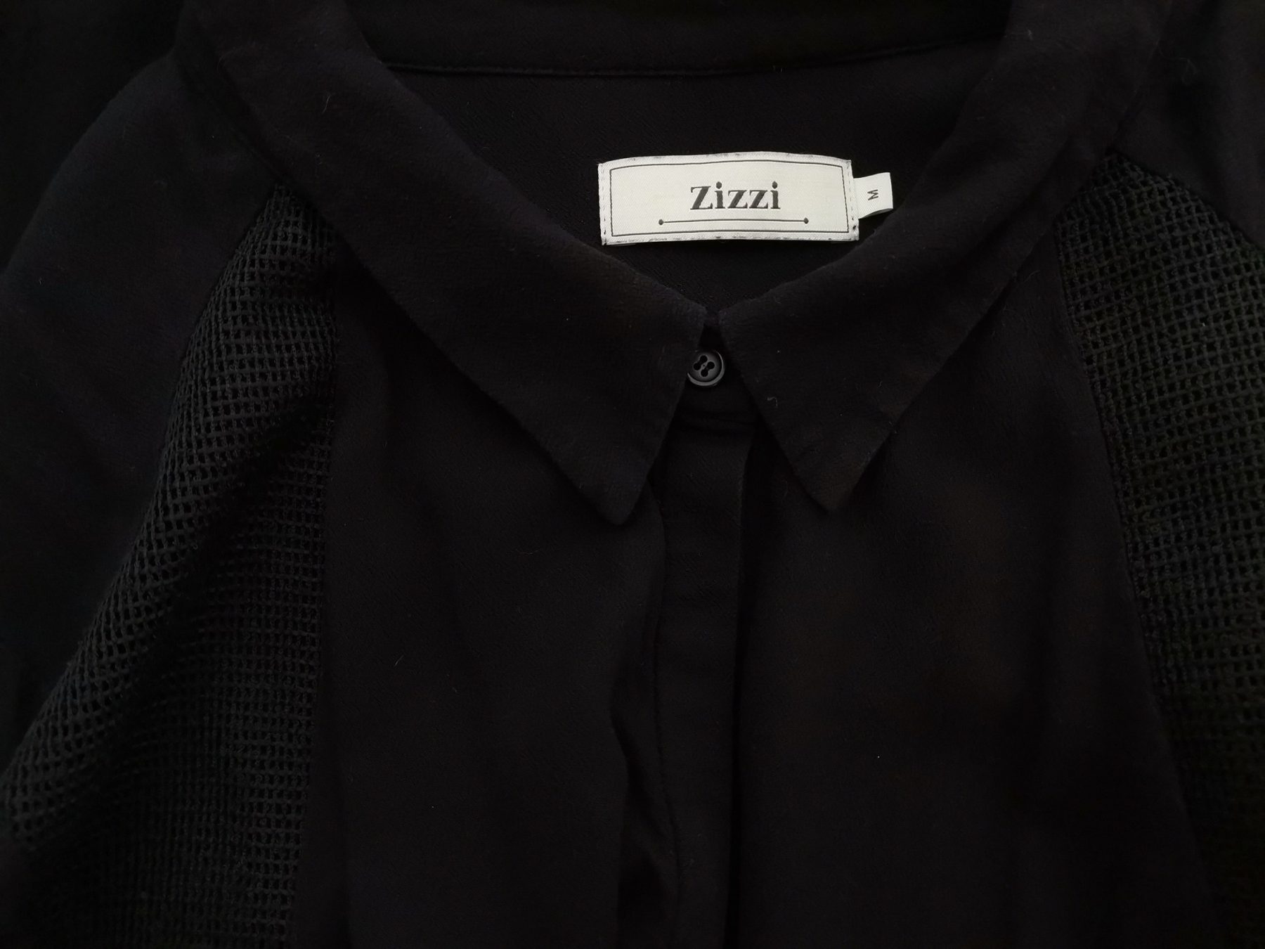 Zizzi Stl M Färg Svart Krage Knäppt Tunika Blus Långärmad Material Viskos 100%