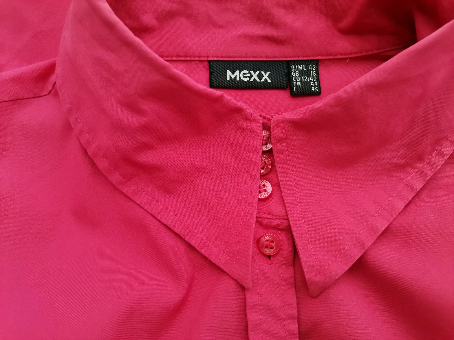 Mexx Stl 42 Färg Rosa Krage Knäppt Skjort Blus Långärmad Material Bomull