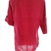 Stl S Färg Fuchsia Rund urringning Blus ärm 3/4 Material Lin 100%