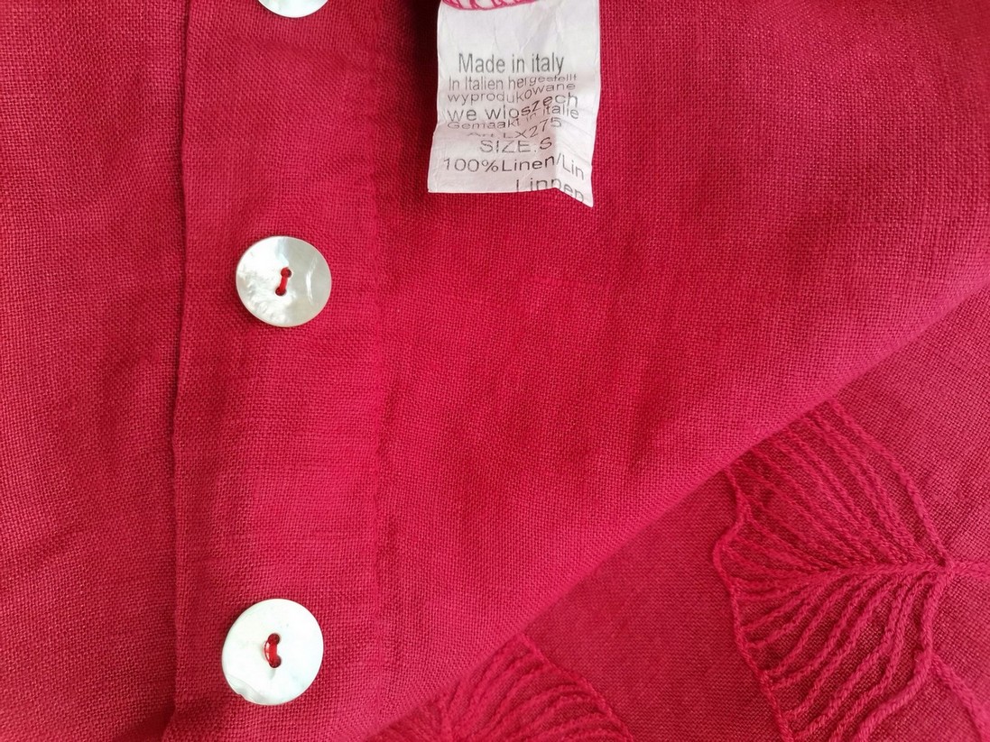 Stl S Färg Fuchsia Rund urringning Blus ärm 3/4 Material Lin 100%