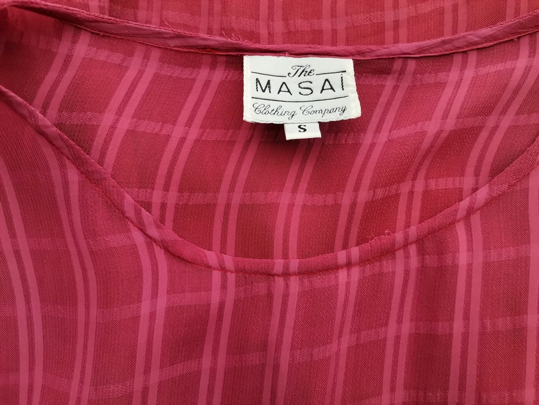 The Masai Stl S Färg Rosa Rutigt Rund urringning Tunika blus ärm 3/4 Material Viskos 100%