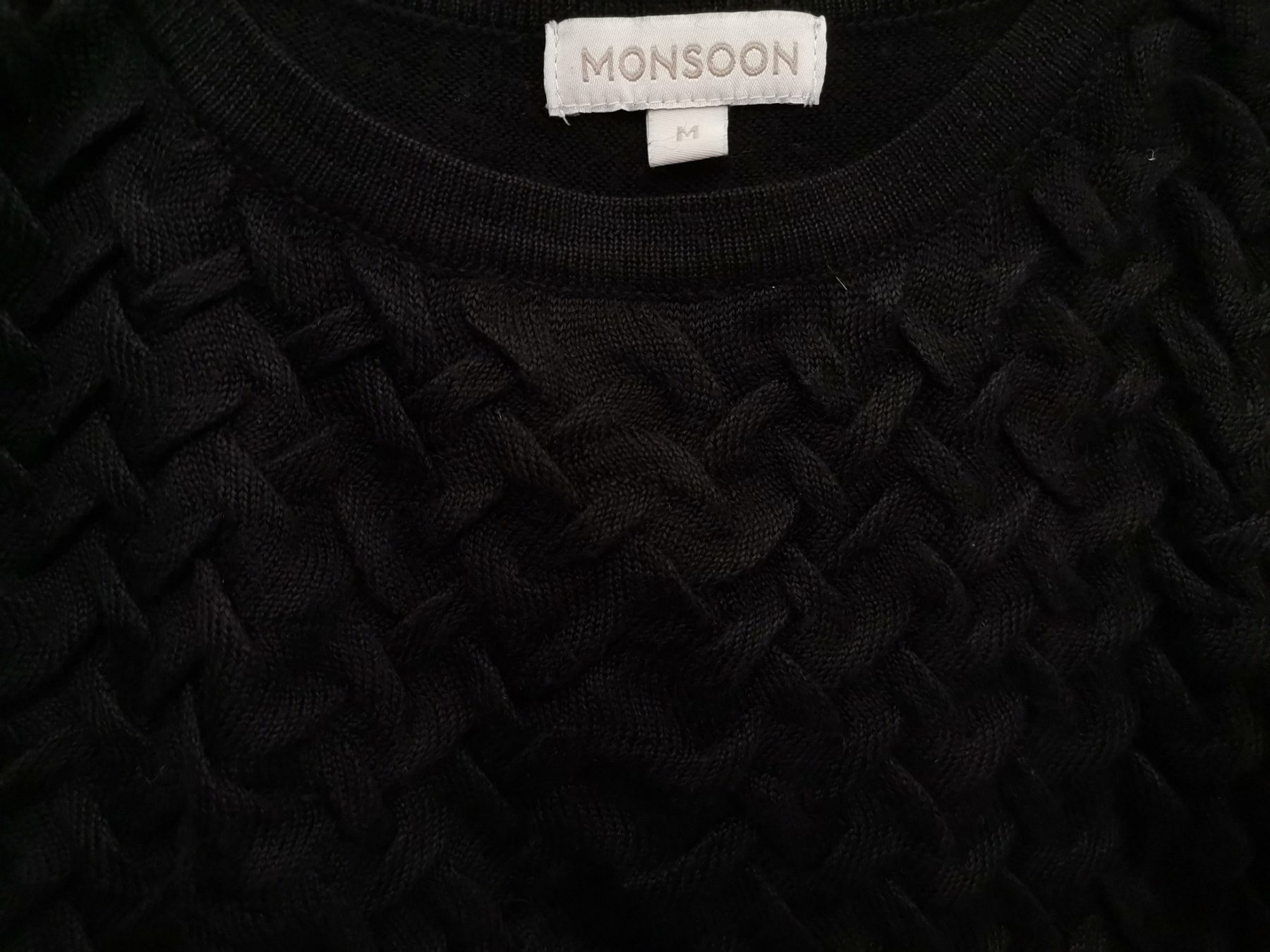 Monsoon Stl M Färg Svart Rund urringning Tunika blus Långärmad Material Akryl