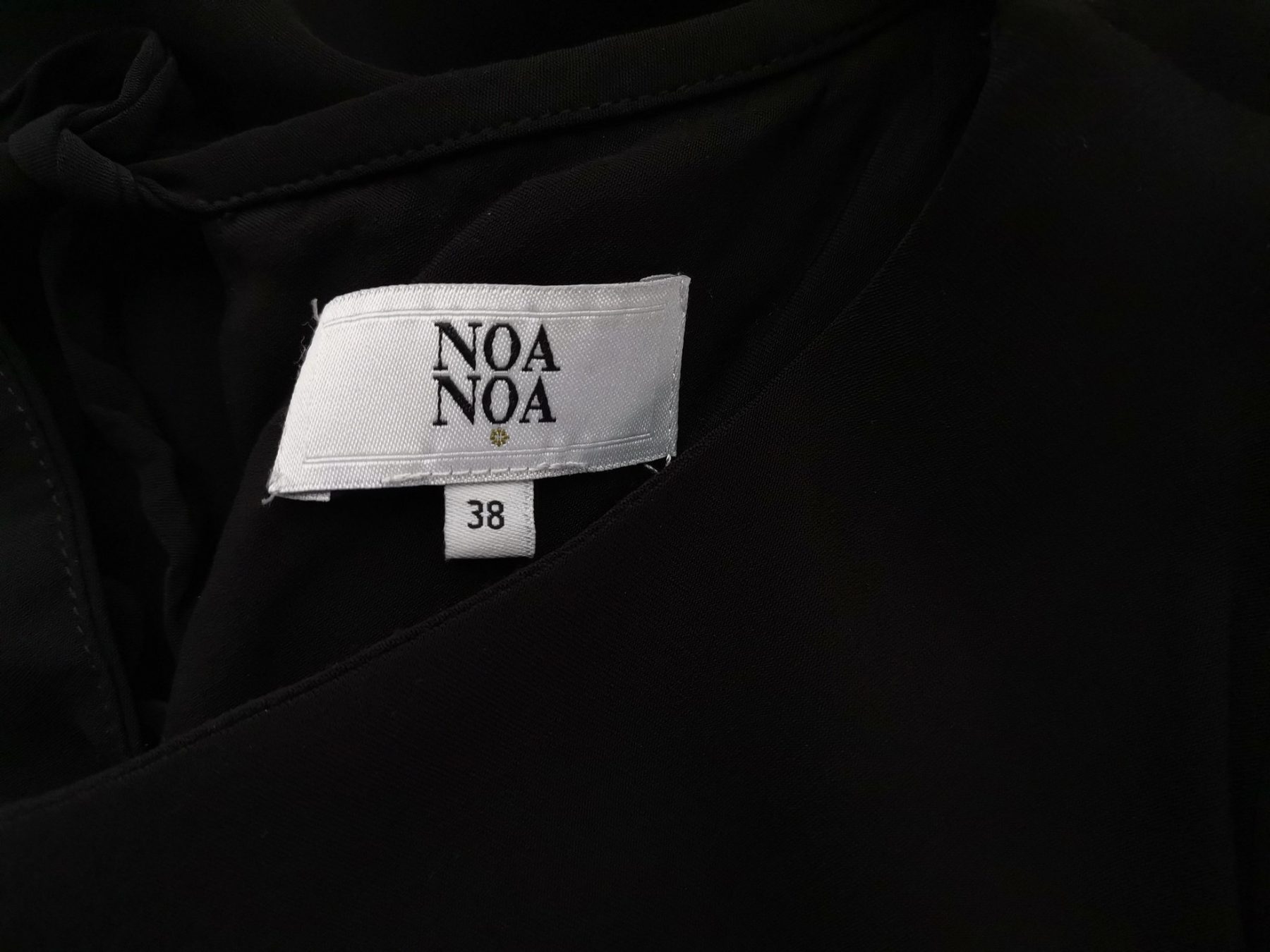 Noa noa Stl 38 Färg Svart Båtringning Raka Klänningen ärm 3/4 Midi Material Viskos