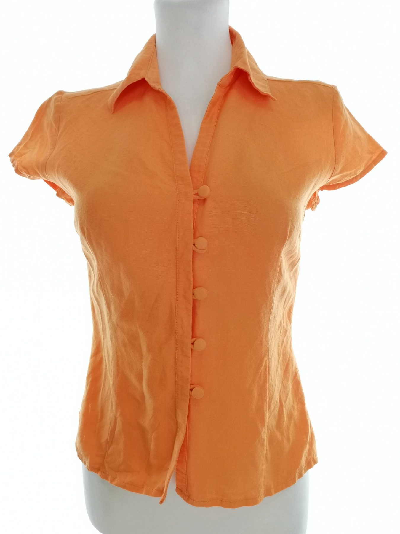 Principles petite Stl 6 (32) Färg Orange Krage Knäppt Skjort Blus Kortärmad Material Lin