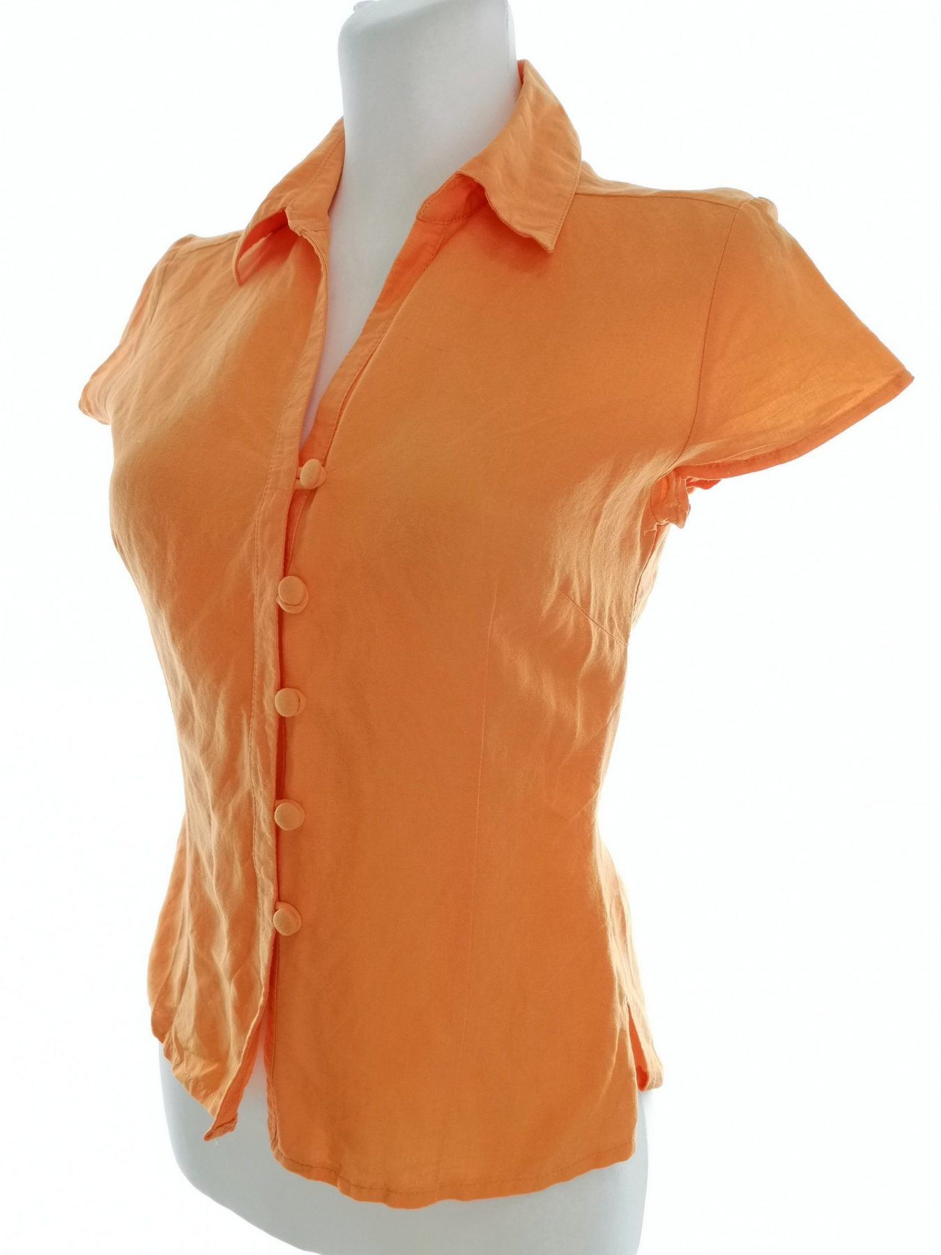 Principles petite Stl 6 (32) Färg Orange Krage Knäppt Skjort Blus Kortärmad Material Lin