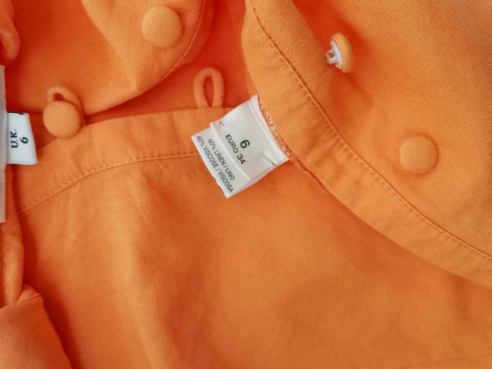 Principles petite Stl 6 (32) Färg Orange Krage Knäppt Skjort Blus Kortärmad Material Lin