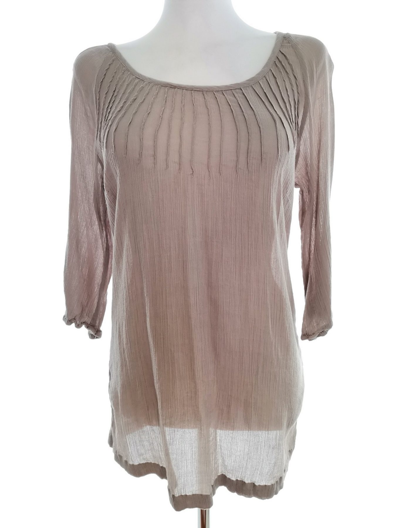 Signal Stl S Färg Beige Rund urringning Tunika blus ärm 3/4 Material Bomull 100%