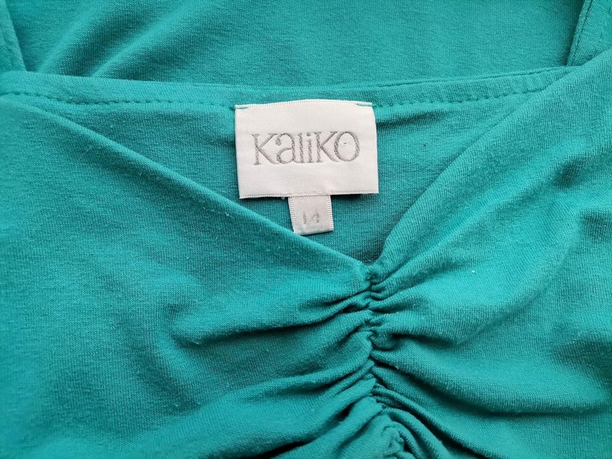 Kaliko Stl 14 (40) Färg Blå Hjärtformad Blus Ärmlös Material Viskos