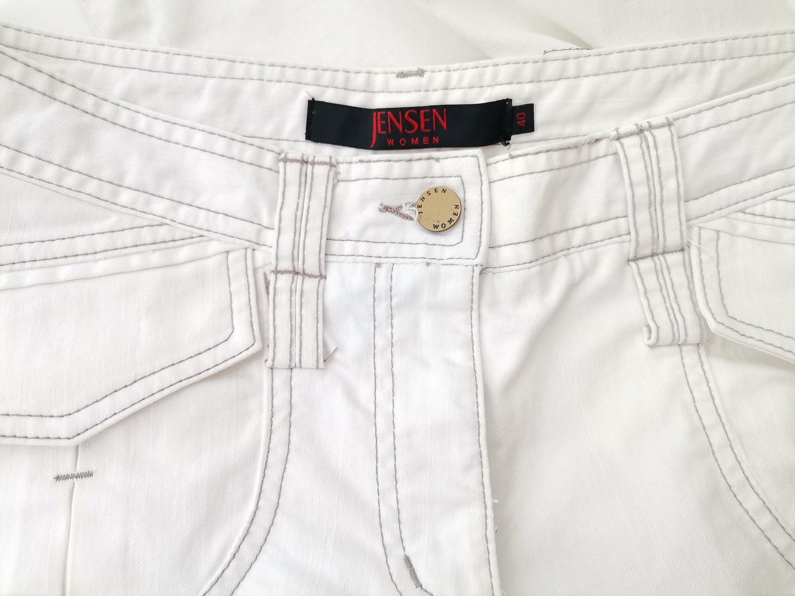 Jensen Stl 40 Färg Vit Casual Byxor Material Bomull