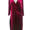 LT CLOTHING Stl XXL Färg Fuchsia V-ringning Omlott Klänning ärm 3/4 Midi