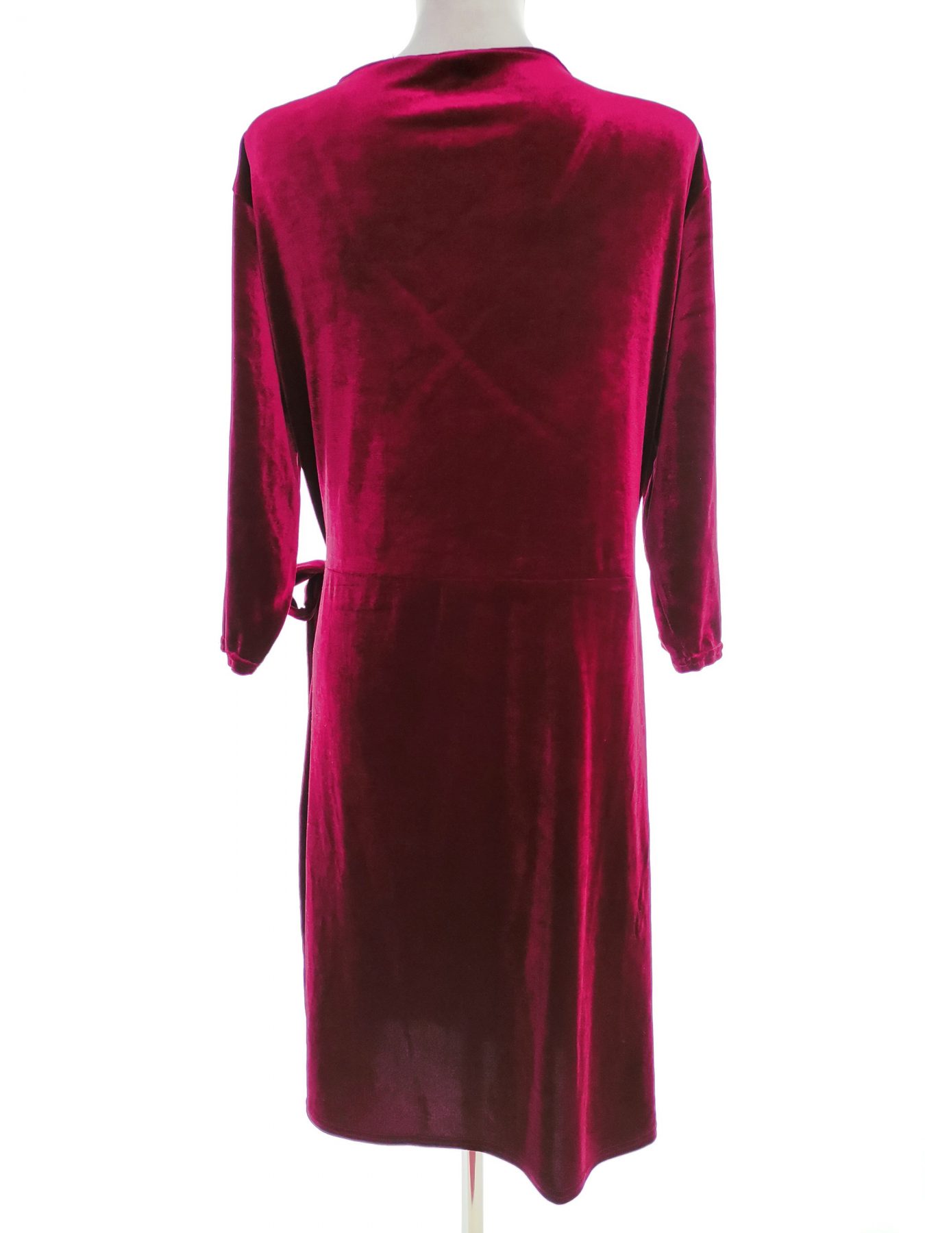 LT CLOTHING Stl XXL Färg Fuchsia V-ringning Omlott Klänning ärm 3/4 Midi