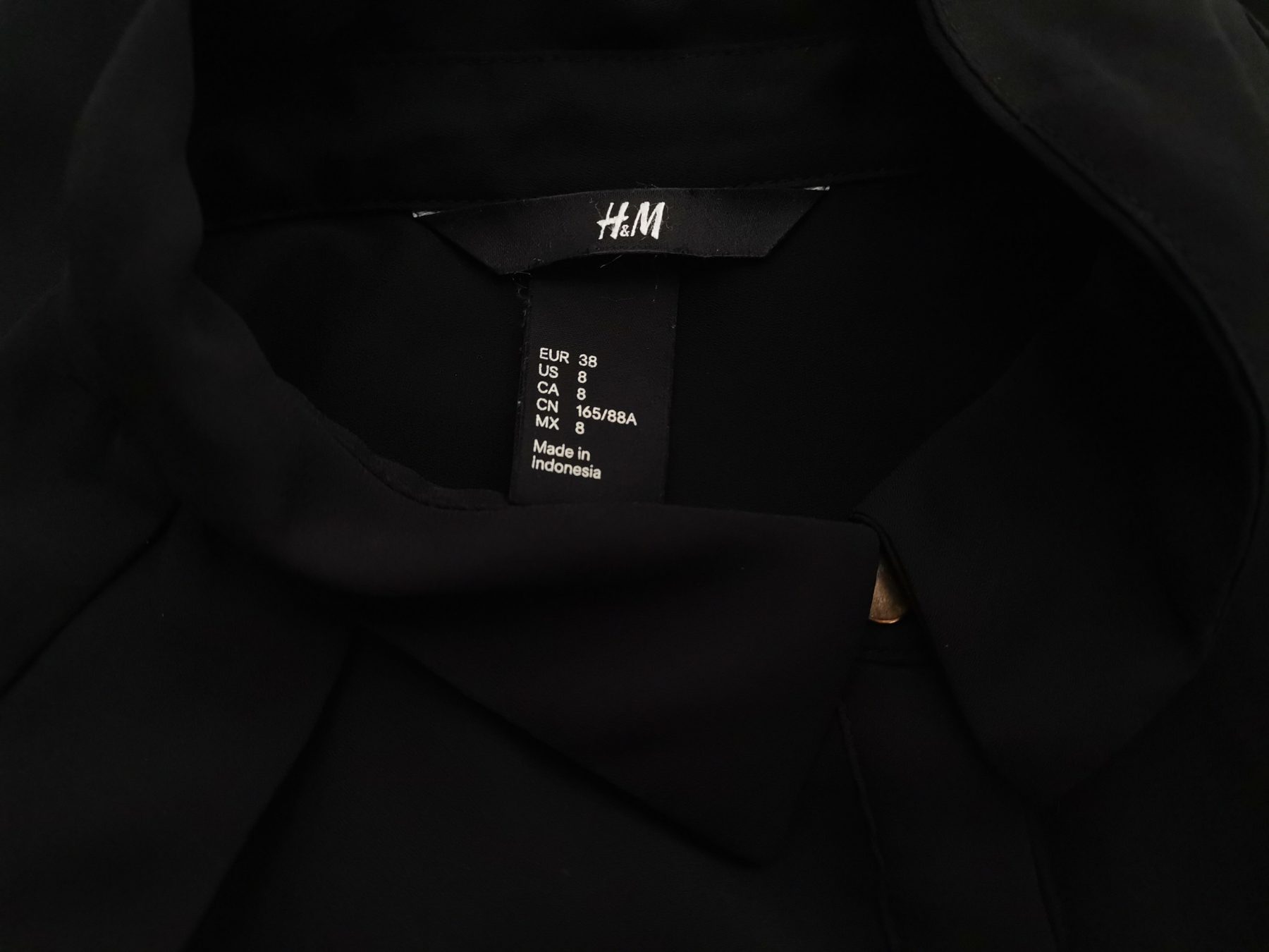 H&m Stl 38 Färg Svart Krage Knäppt Skjort Blus Långärmad