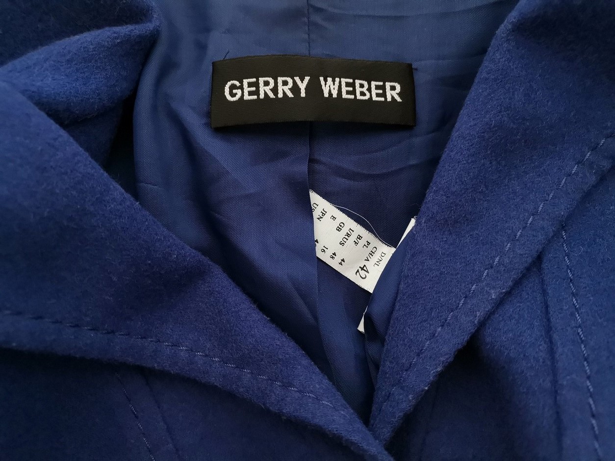 Gerry weber Stl 42 Färg Blå Krage Kavaj med knappar Långärmad Material Ull