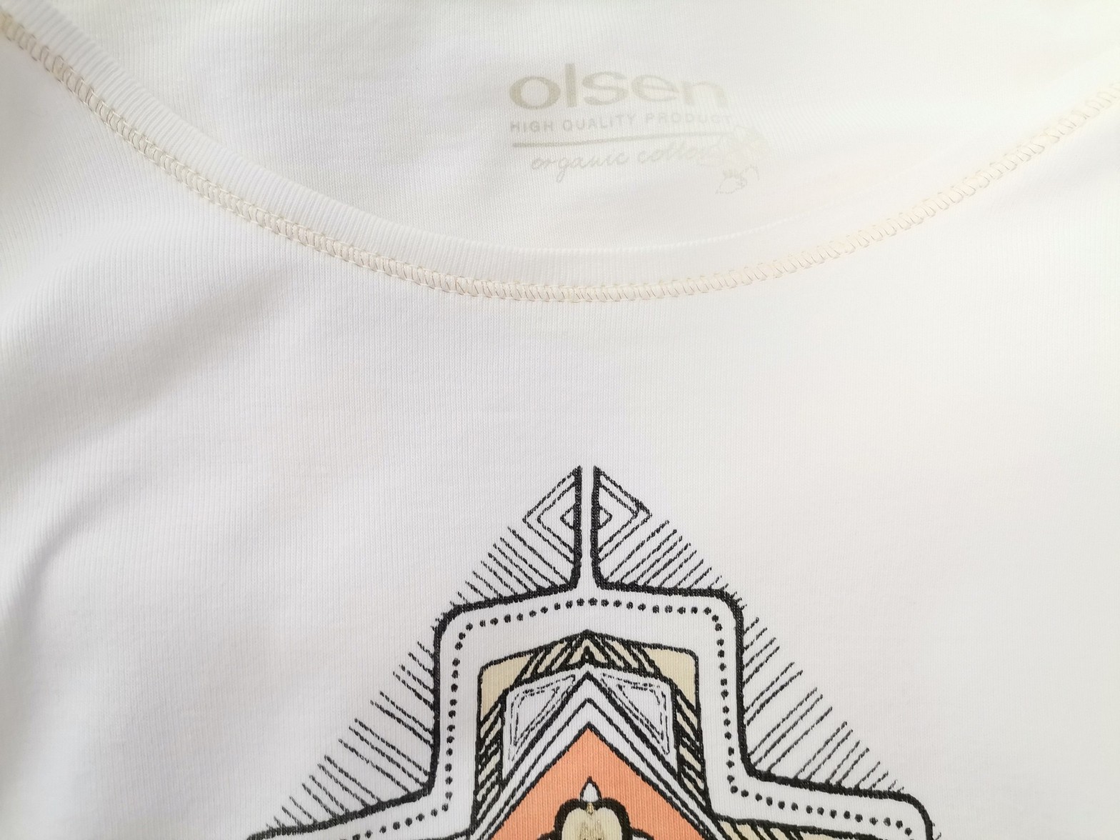 Olsen Stl 42 Färg Vit Rund urringning Blus Långärmad Material Bomull 100%