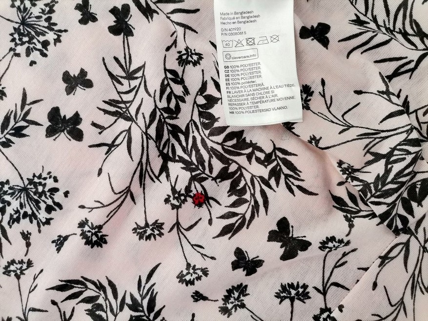 H&m Stl S Färg Pudrig Rosa Split Crew Neck Blus ärm 3/4