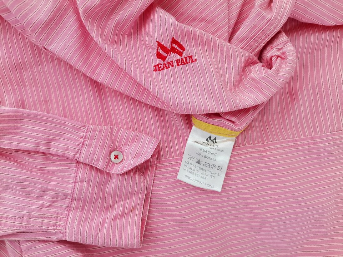 Jean paul Stl S Färg Rosa Ränder Krage Popover Tunika Blus Långärmad Material Bomull 100%