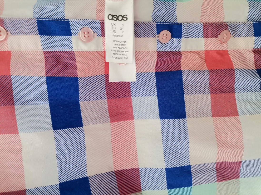 ASOS Stl 6 (34) Färg Blå Rutigt Maxikjol Kjol Lång Material Bomull 100%