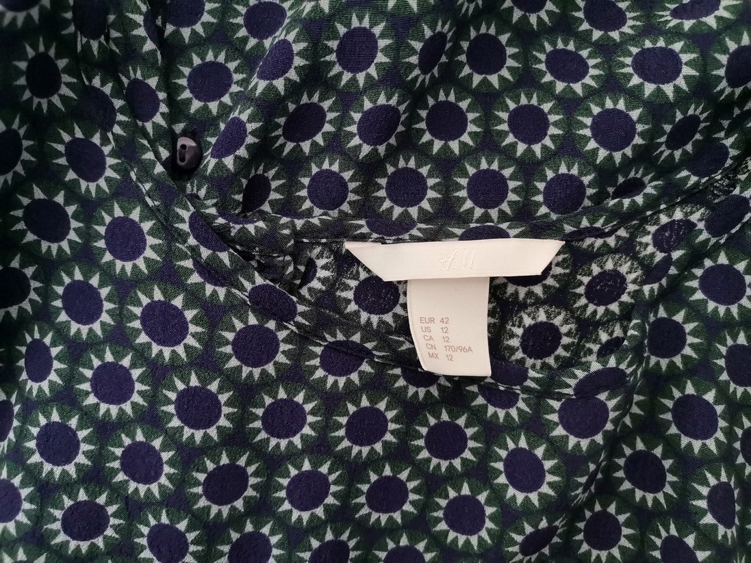 H&m Stl 42 Färg Grön Rund urringning Blus Långärmad Material Viskos 100%