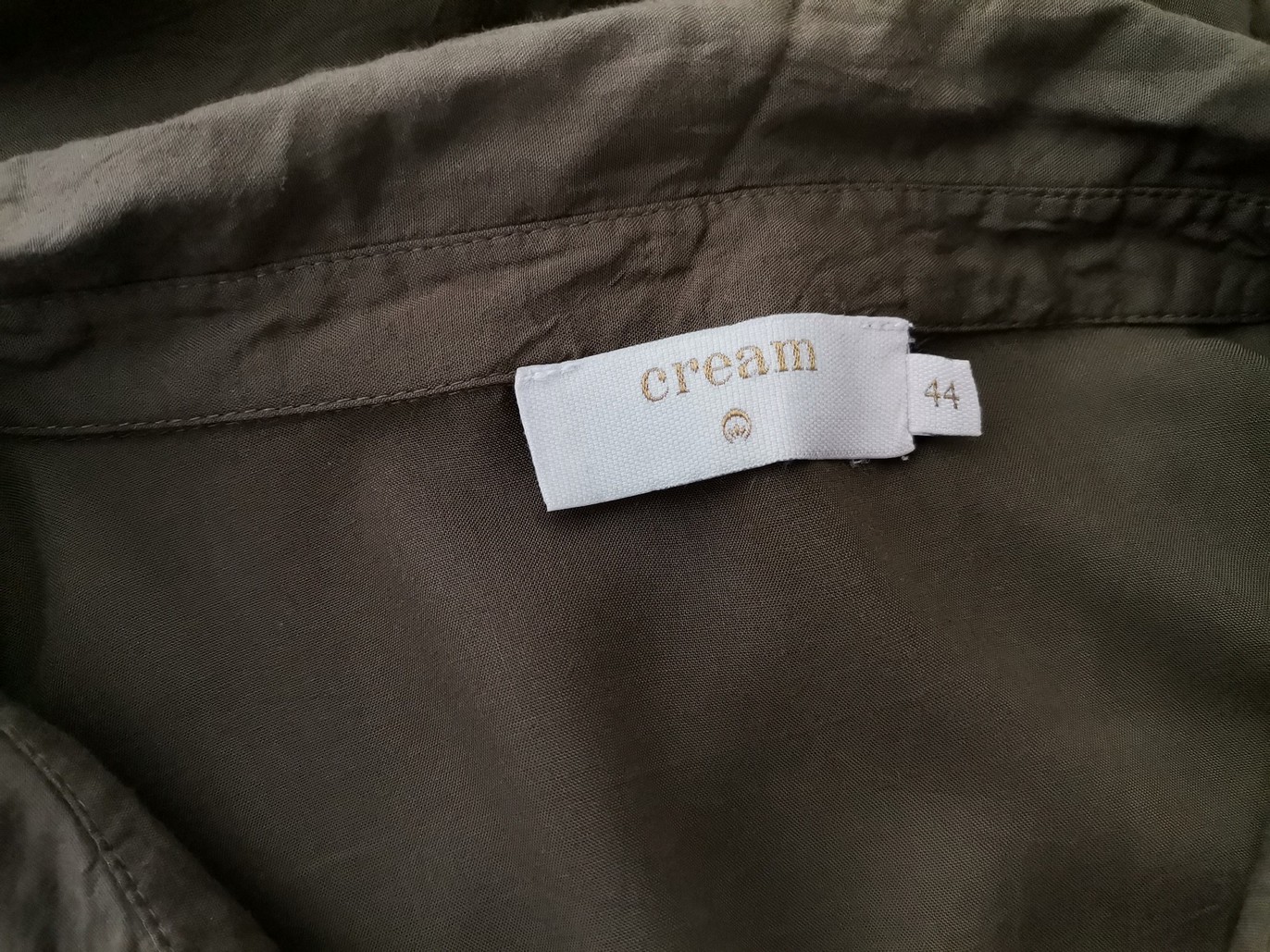 Cream Stl 44 Färg Khaki Krage Popover Blus Knappar Långärmad Material Viskos 100%