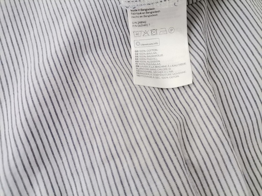 H&m Stl 38 Färg Grå Ränder Rund urringning Popover Blus Knappar Långärmad Material Bomull 100%