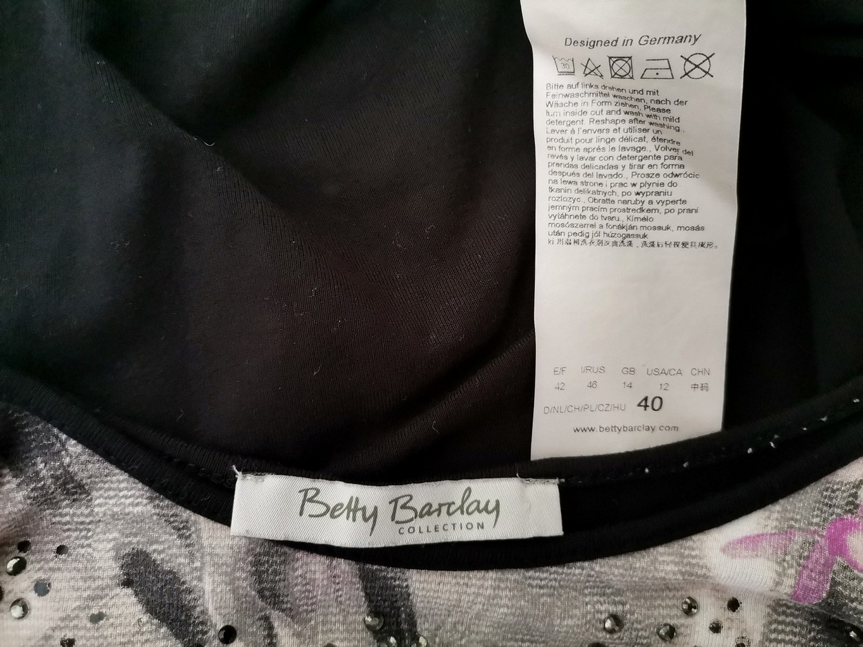 BETTY BARCLAY Stl 40 Färg Svart Rund urringning Blus ärm 3/4 Material Viskos