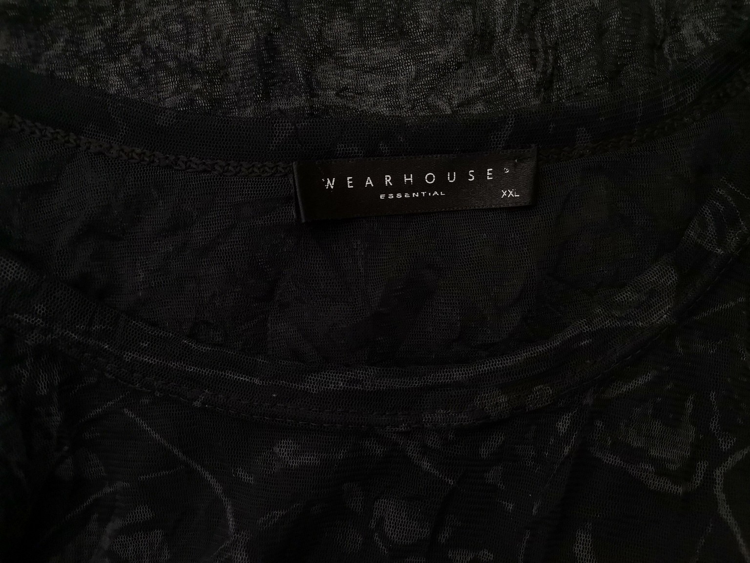 Wearhouse Stl XXL Färg Svart Rund urringning Tunika blus Långärmad