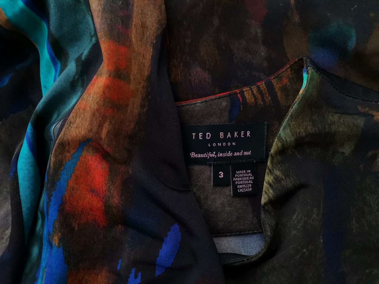 Ted Baker Stl 3 (42) Färg Brun Rund urringning Raka Klänningen Långärmad Midi Material Viskos