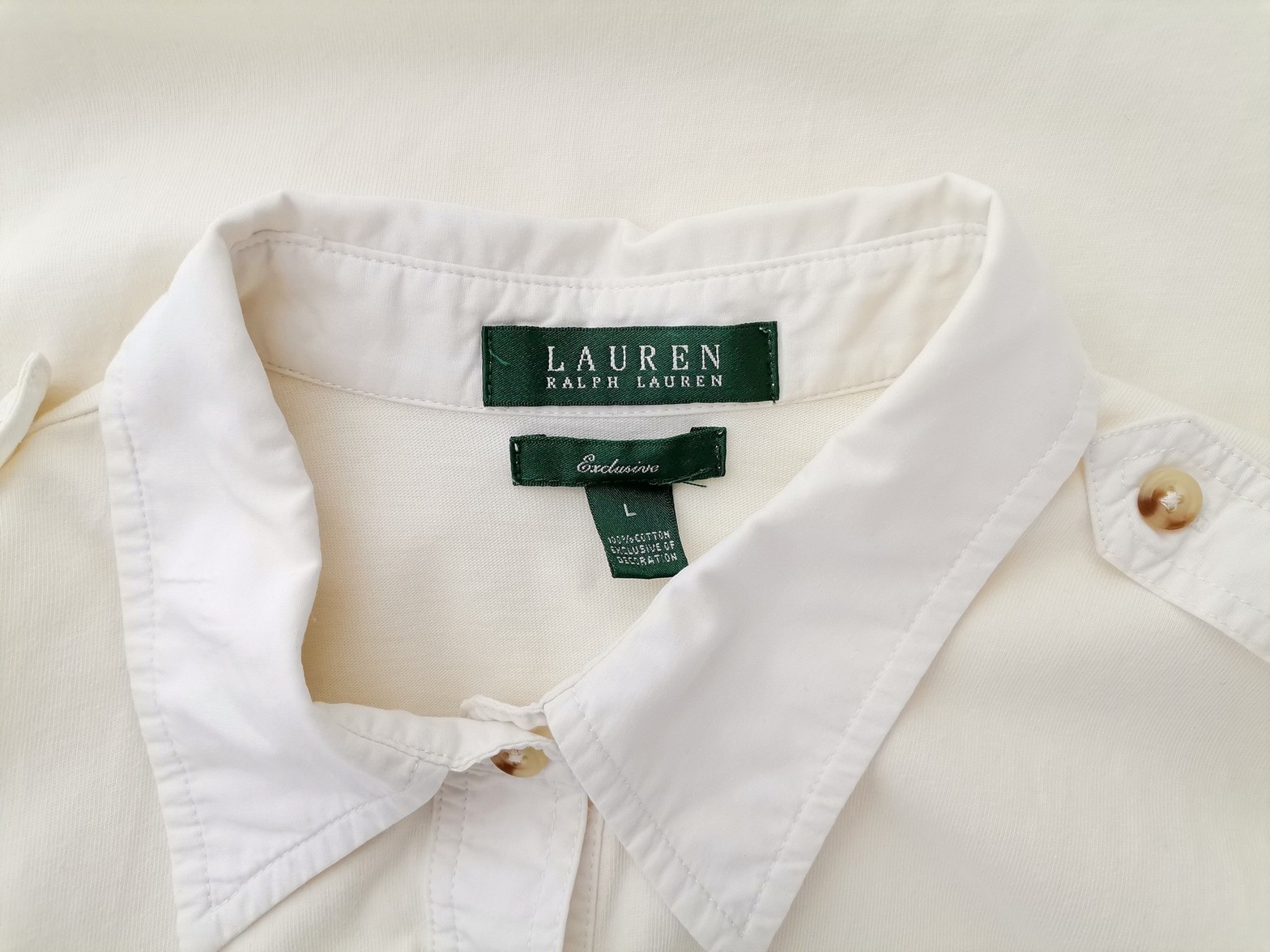 Lauren ralph lauren Stl L Färg Elfenben Krage Pikétröja Kortärmad Material Bomull 100%