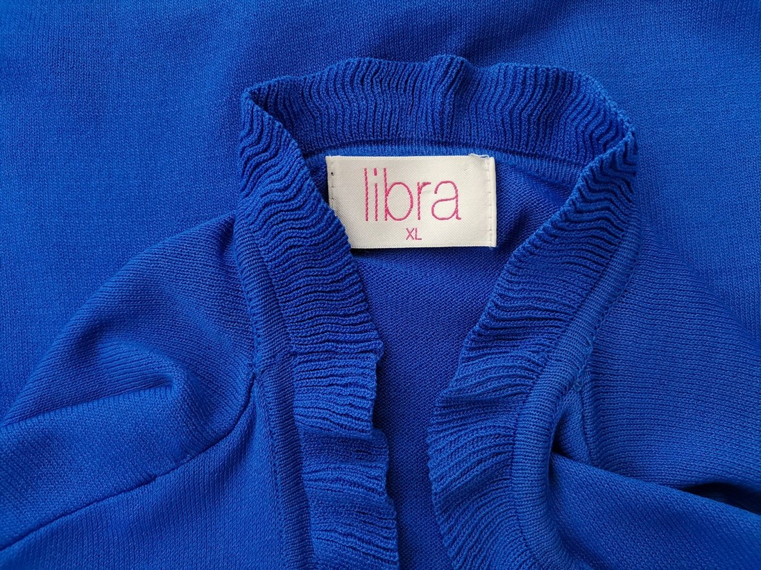 Libra Stl XL Färg Blå V-ringning Öppen kofta Långärmad Material Rayon Finstickat