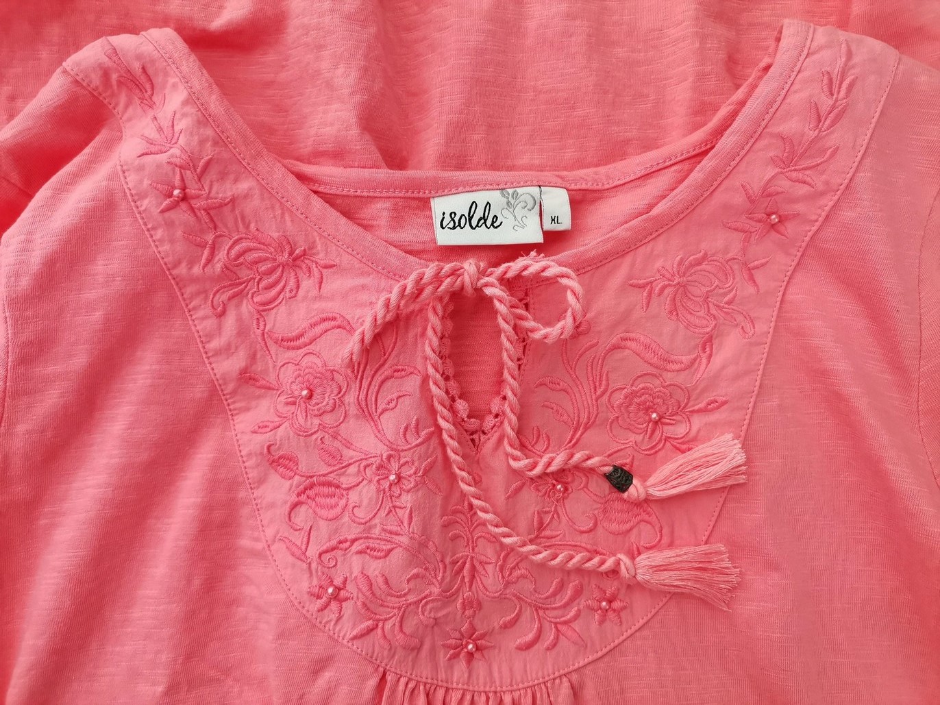 Isolde Stl XL Färg Rosa Rund urringning Tunika blus Kortärmad Material Bomull 100%