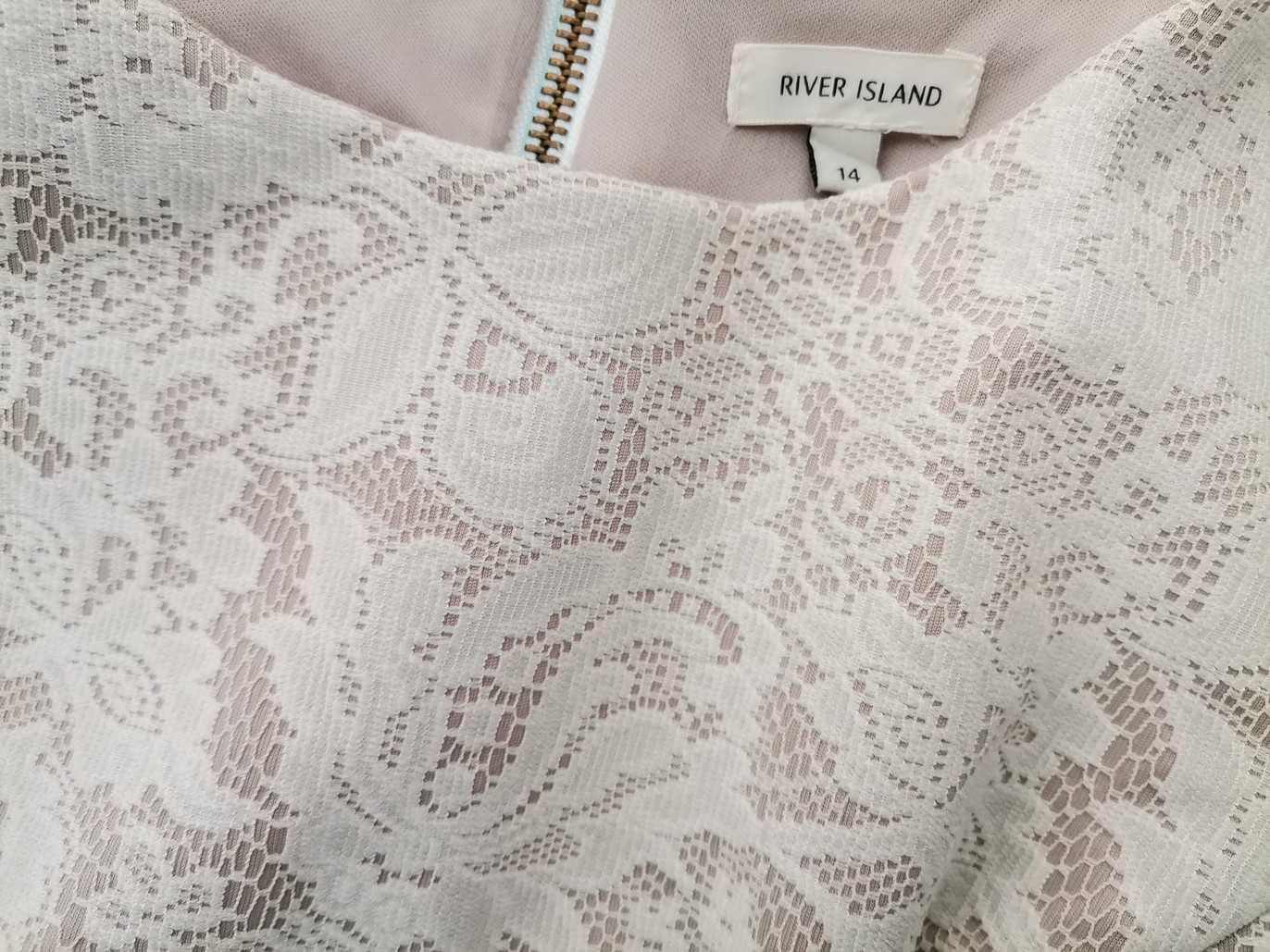 River island Stl 14 (40) Färg Elfenben Rund urringning Skal Klänning Ärmlös Midi