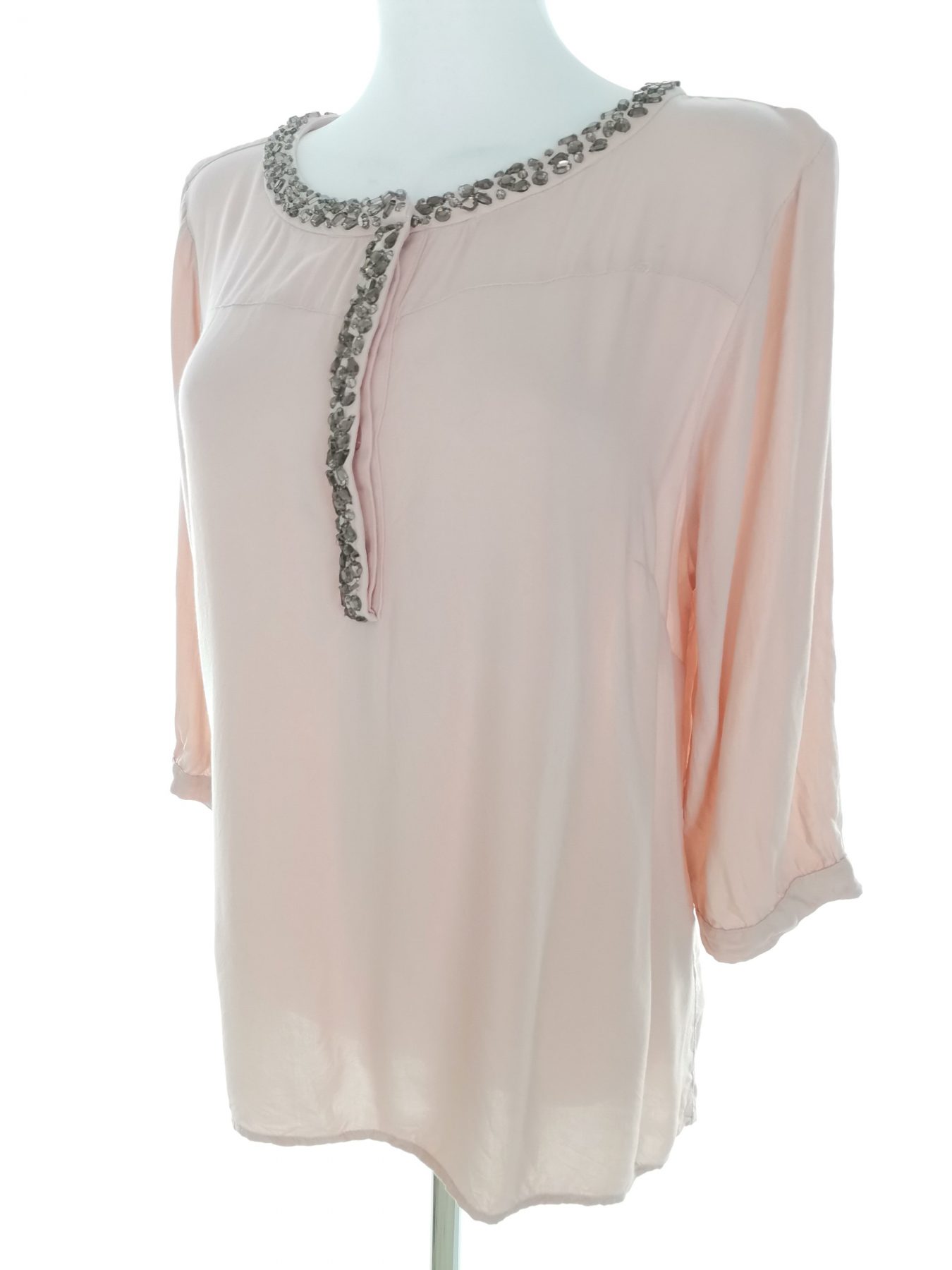 Vero moda Stl L Färg Pudrig Rosa Rund urringning Popover Blus Knappar ärm 3/4 Material Viskos 100%