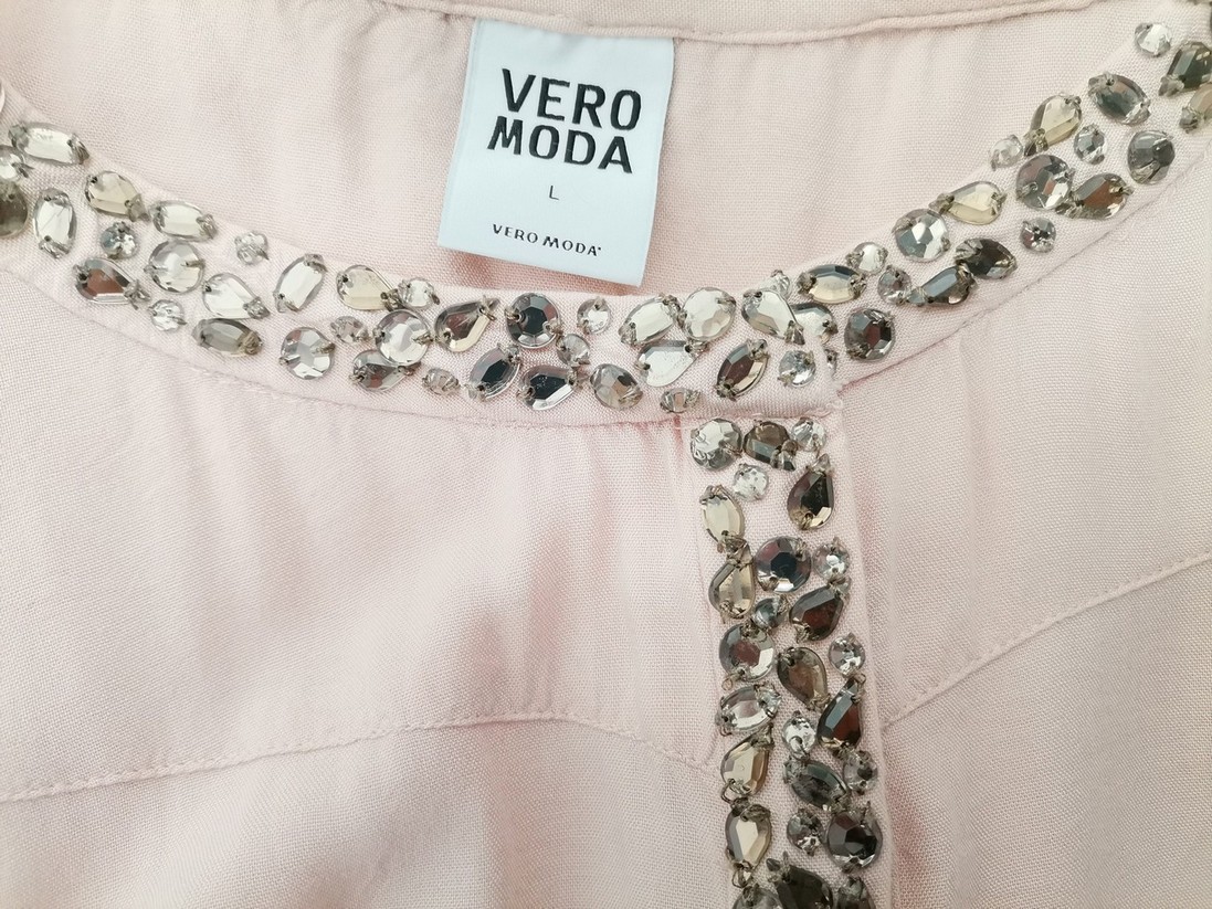 Vero moda Stl L Färg Pudrig Rosa Rund urringning Popover Blus Knappar ärm 3/4 Material Viskos 100%