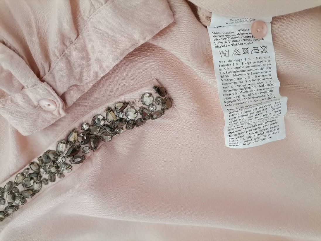 Vero moda Stl L Färg Pudrig Rosa Rund urringning Popover Blus Knappar ärm 3/4 Material Viskos 100%