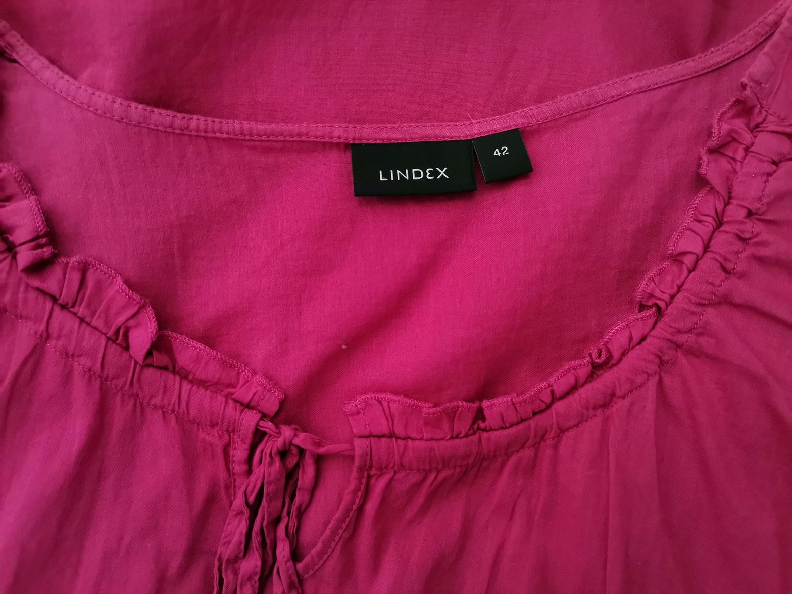 Lindex Stl 42 Färg Rosa Keyhole Crew Neck Blus Kortärmad Material Bomull 100%