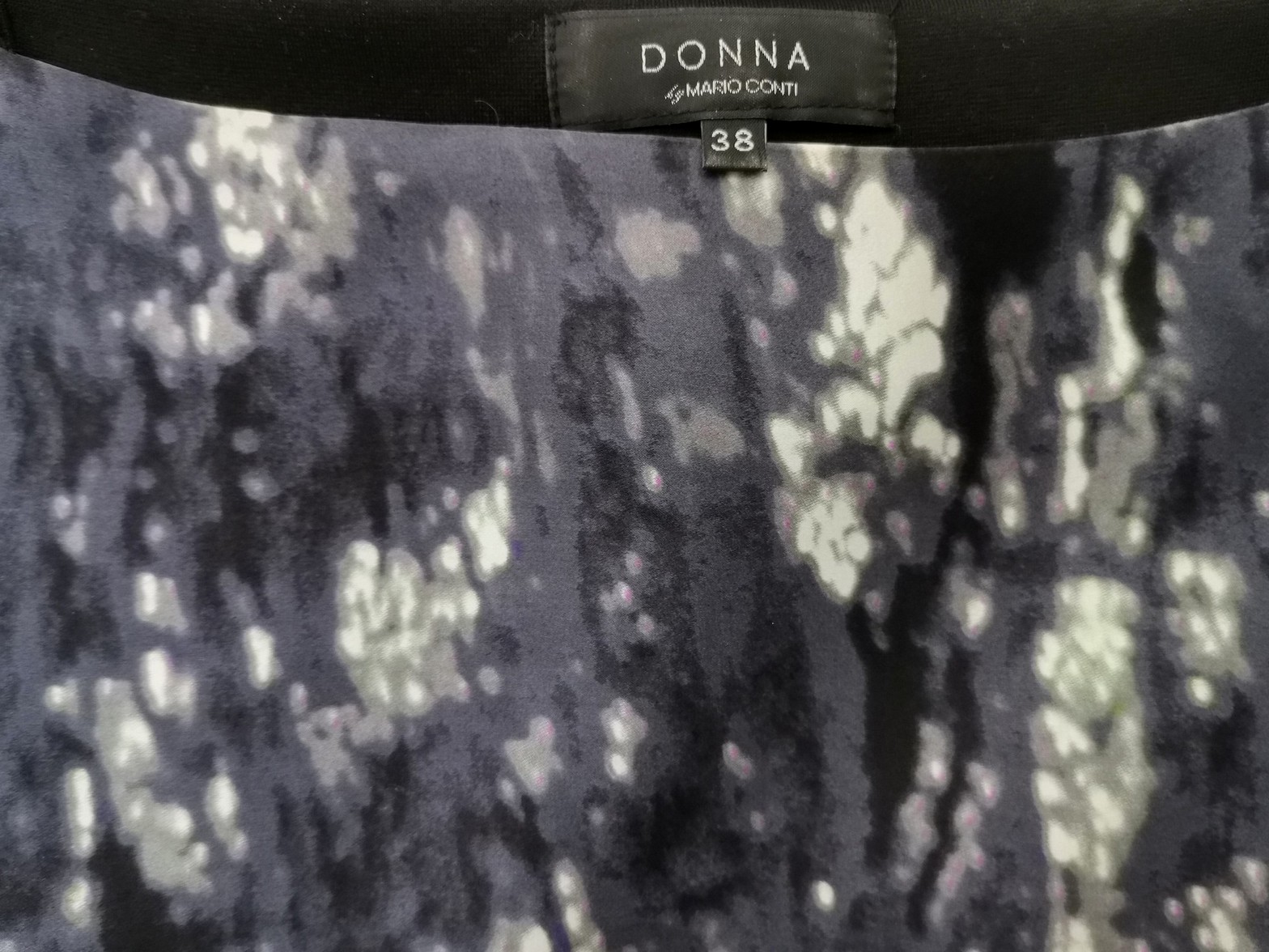 DONNA by MARIO CONTI Stl 38 Färg Svart Båtringning Raka Klänningen ärm 3/4 Knälängd