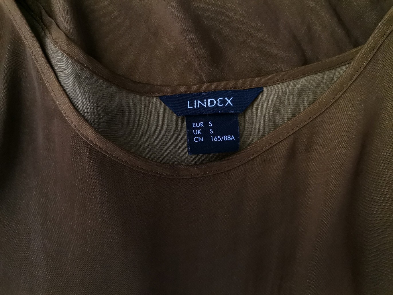 Lindex Stl S Färg Khaki Rund urringning Blus Kortärmad