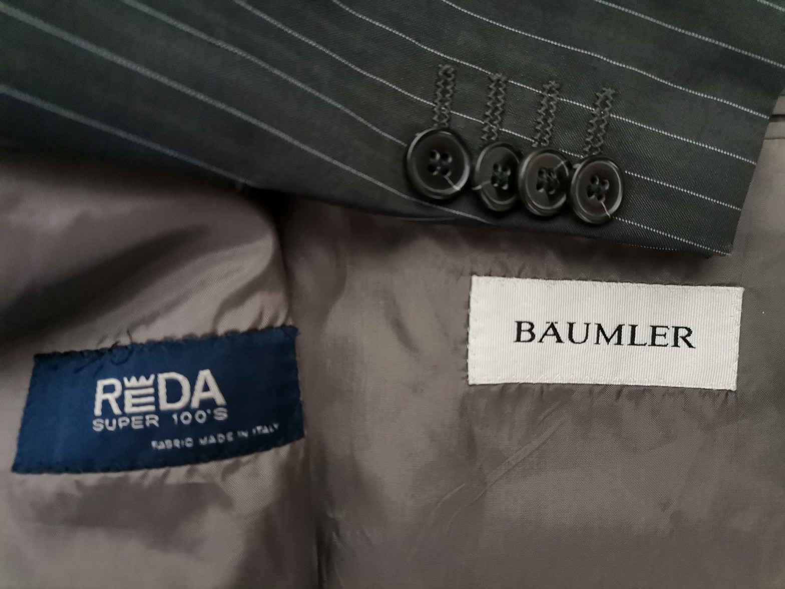 BAUMLER Stl 58 (XL) Färg Grå Ränder Herr Kavaj Långärmad Material Lammull 100%