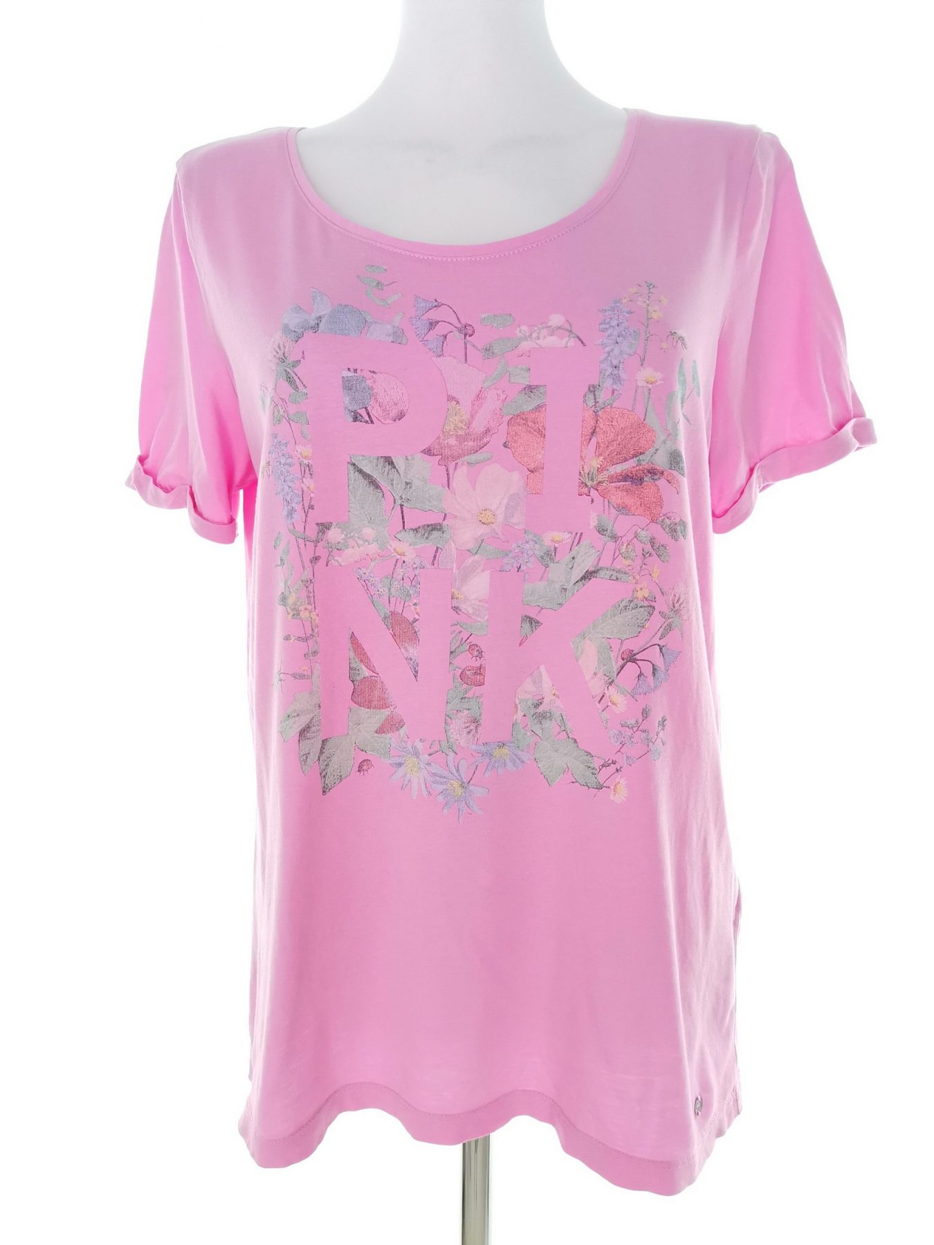 Gerry weber Stl 40 Färg Rosa Rund urringning T-shirt Kortärmad Material Bomull 100%