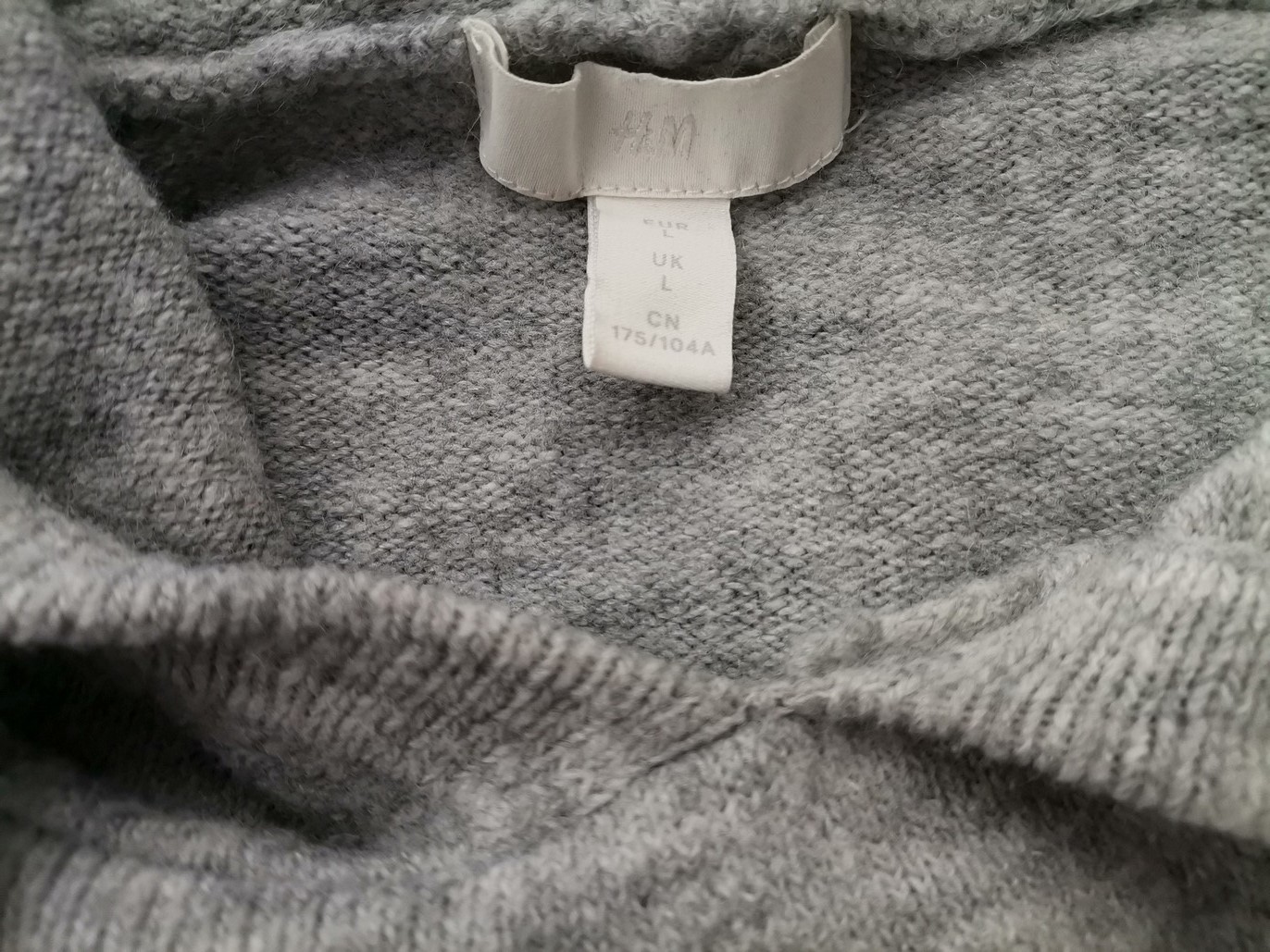 H&m Stl L Färg Grå Rund urringning Tröja Långärmad Material Akryl Finstickat