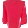 Andrea Stl M Färg Rosa Split Crew Neck Blus ärm 3/4 Material Bomull 100%