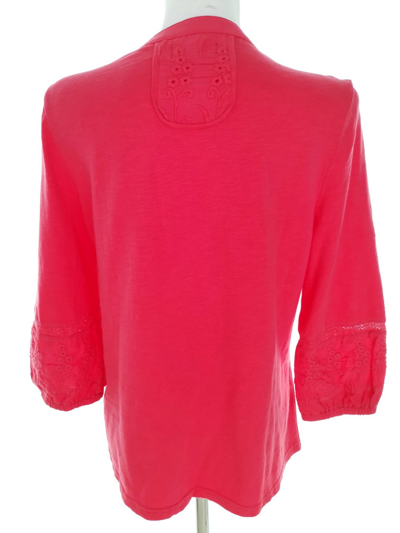 Andrea Stl M Färg Rosa Split Crew Neck Blus ärm 3/4 Material Bomull 100%